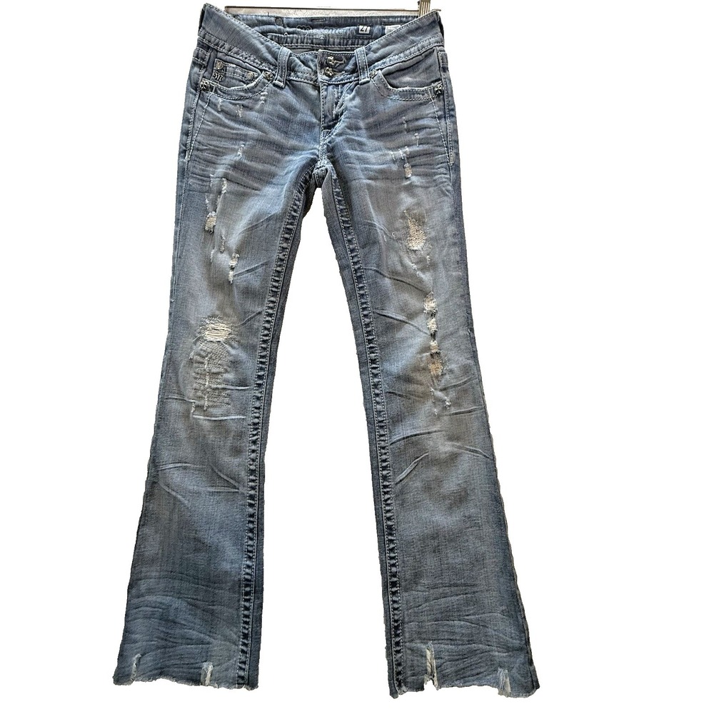 Miss Me Black Label Y2K Jeans Womens 27 Boot Distressed 5 Pockets Low rise Logo
